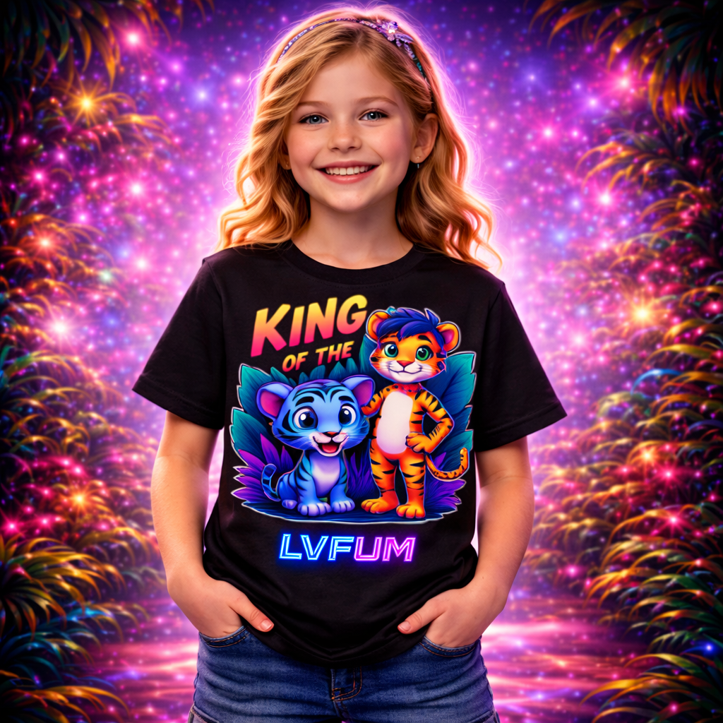 D273-Youth classic tee-cute jungle kid ""KING OF THE JUNGLE"