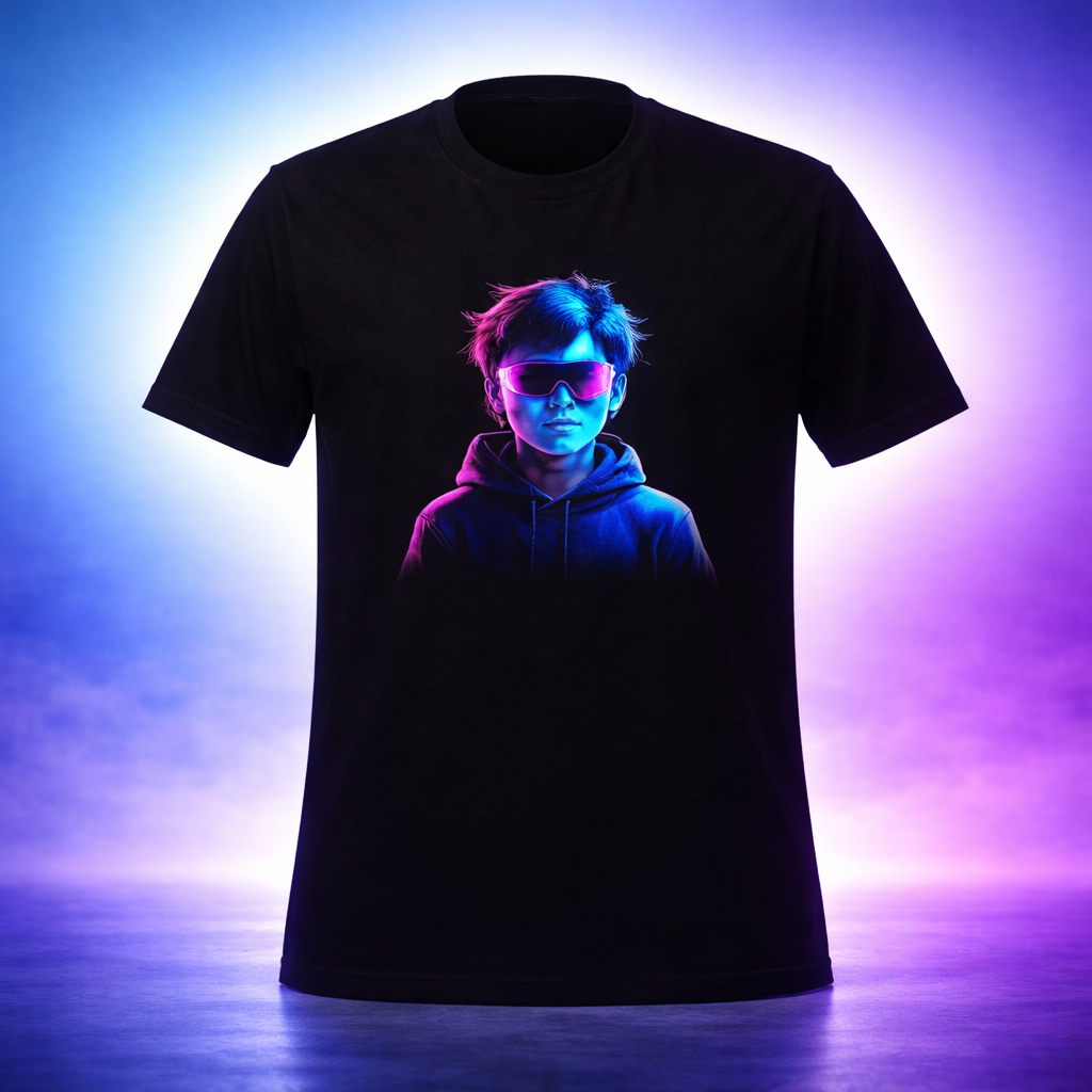 D007-Youth classic tee - Futuristic "KID HERO"