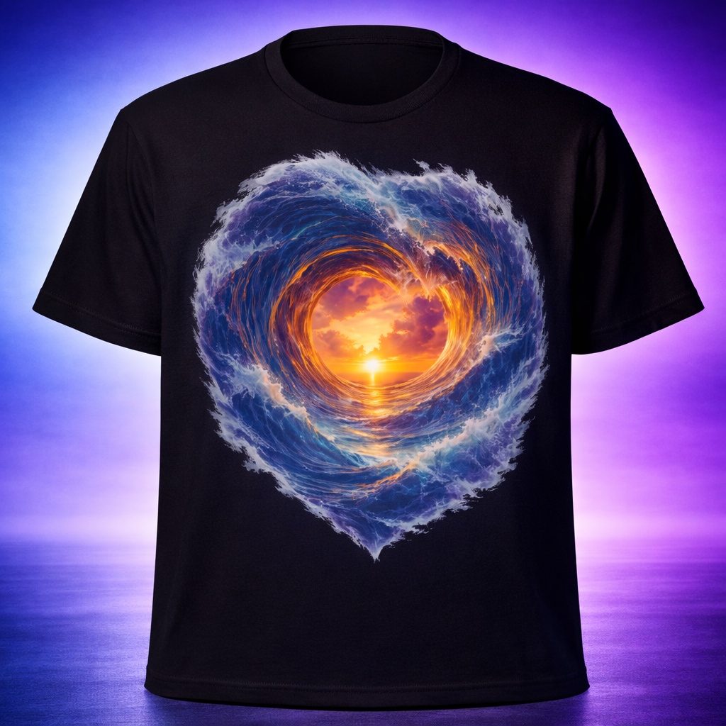 D089-Unisex t-shirt - Futuristic OCEAN HEART