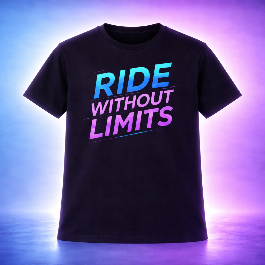 D106-Unisex t-shirt - Futuristic neon "RIDE WITHOUT LIMITS"