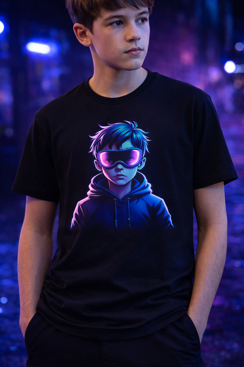 D007-Youth classic tee - Futuristic "KID HERO"