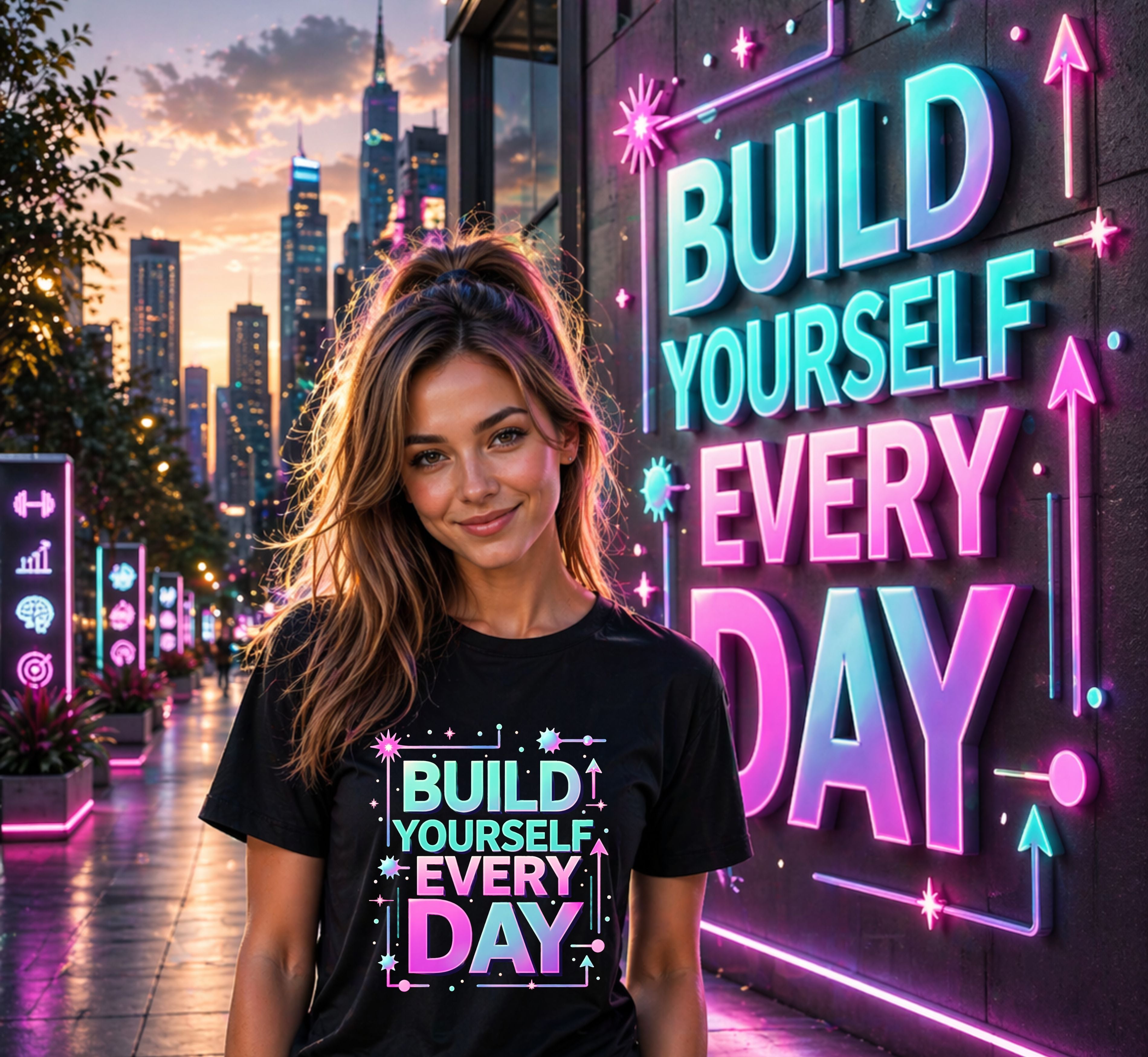 D287-Unisex T-Shirt –"BUILD YOURSELF EVERY DAY” Design