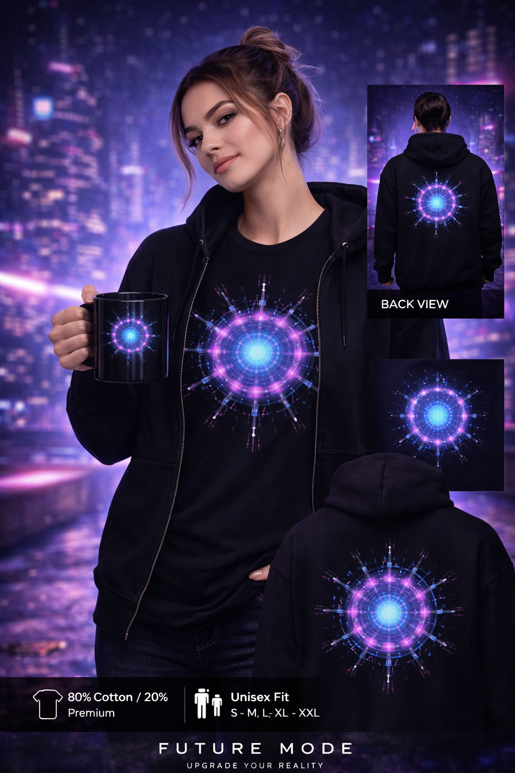 Quantum Core– Future Mode Streetwear Unisex T-Shirt – Futuristic AI Design