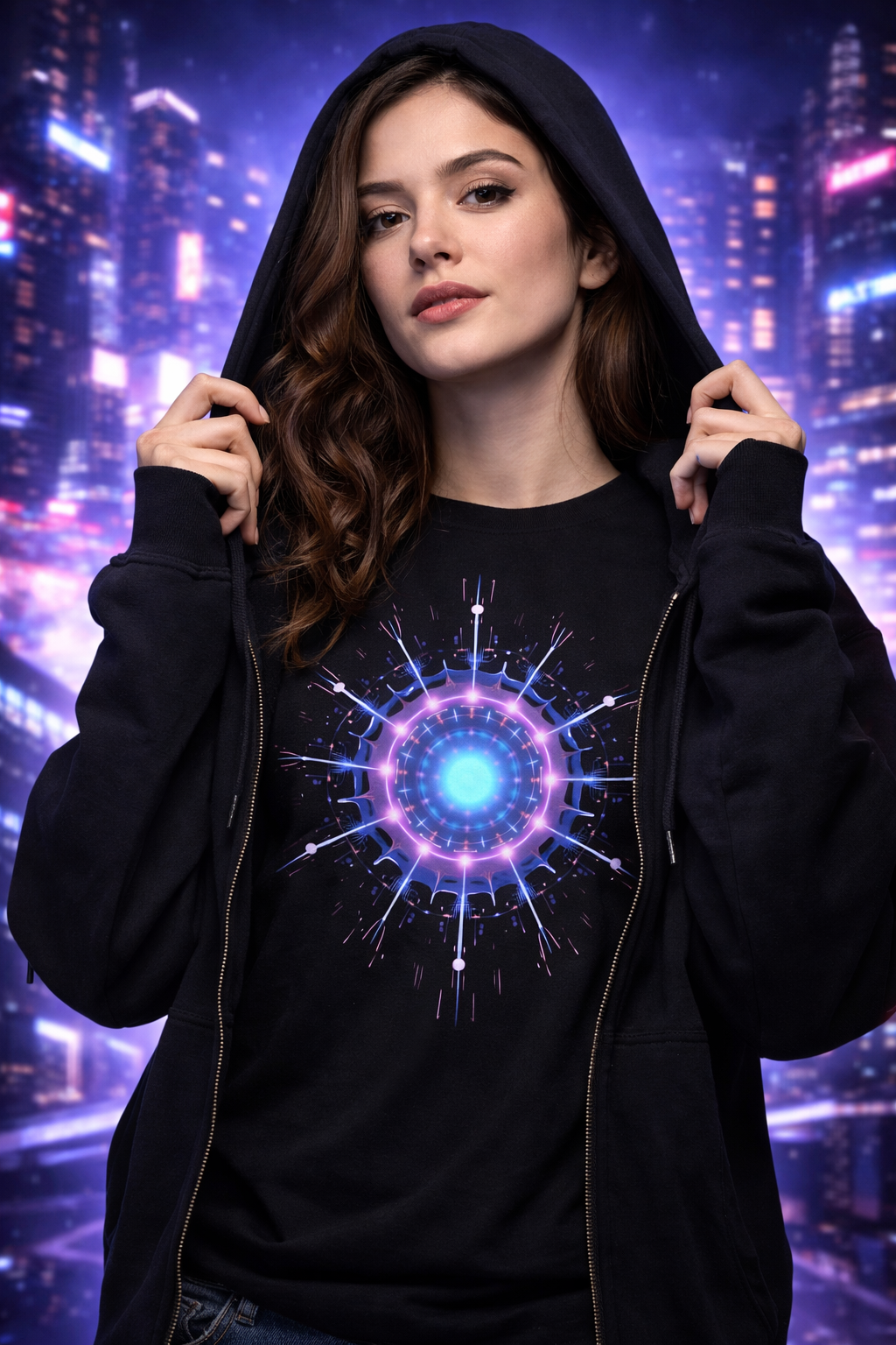 Unisex t-shirt - Futuristic glow in the city