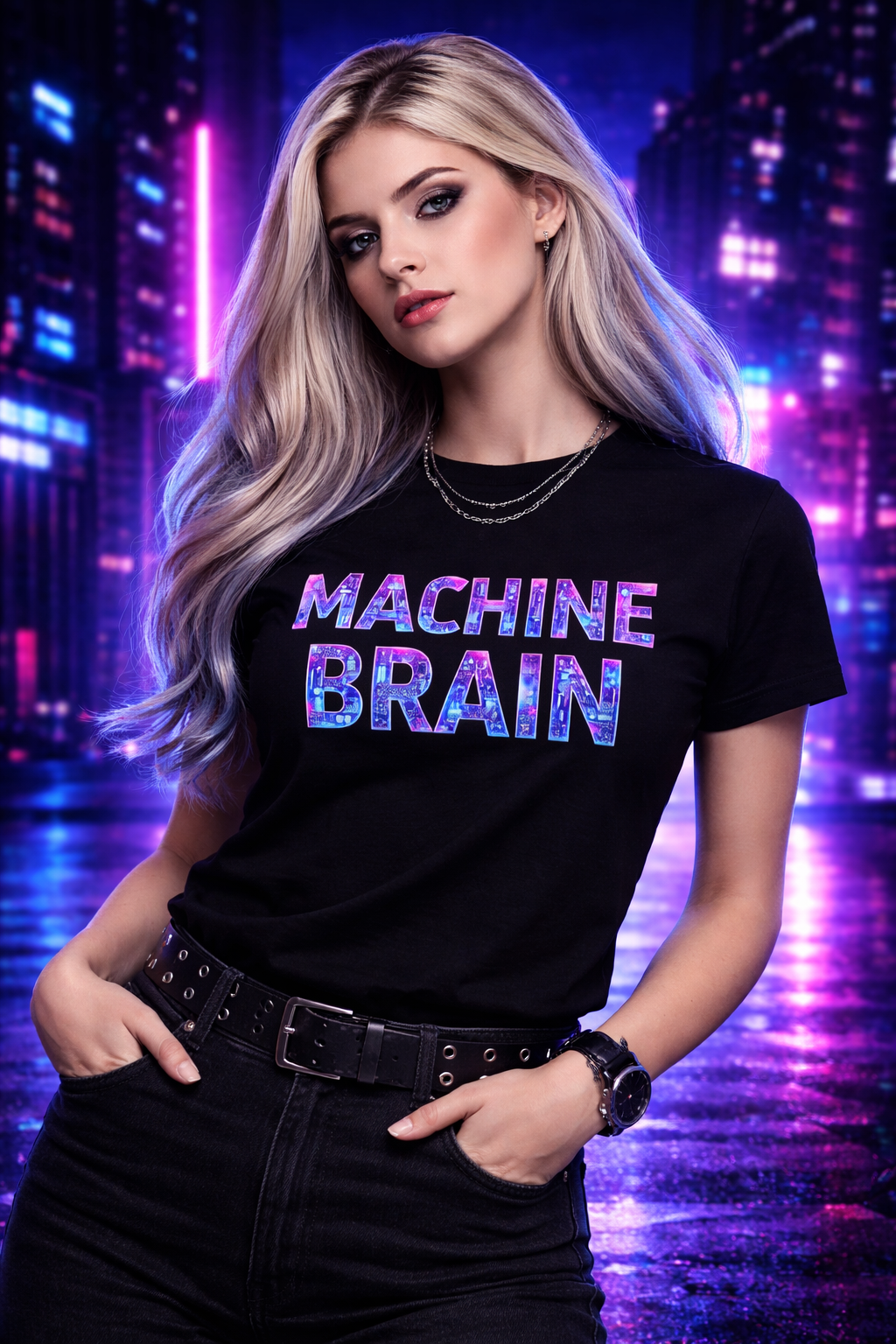 Unisex t-shirt - big bold typography "MACHINE BRAIN",