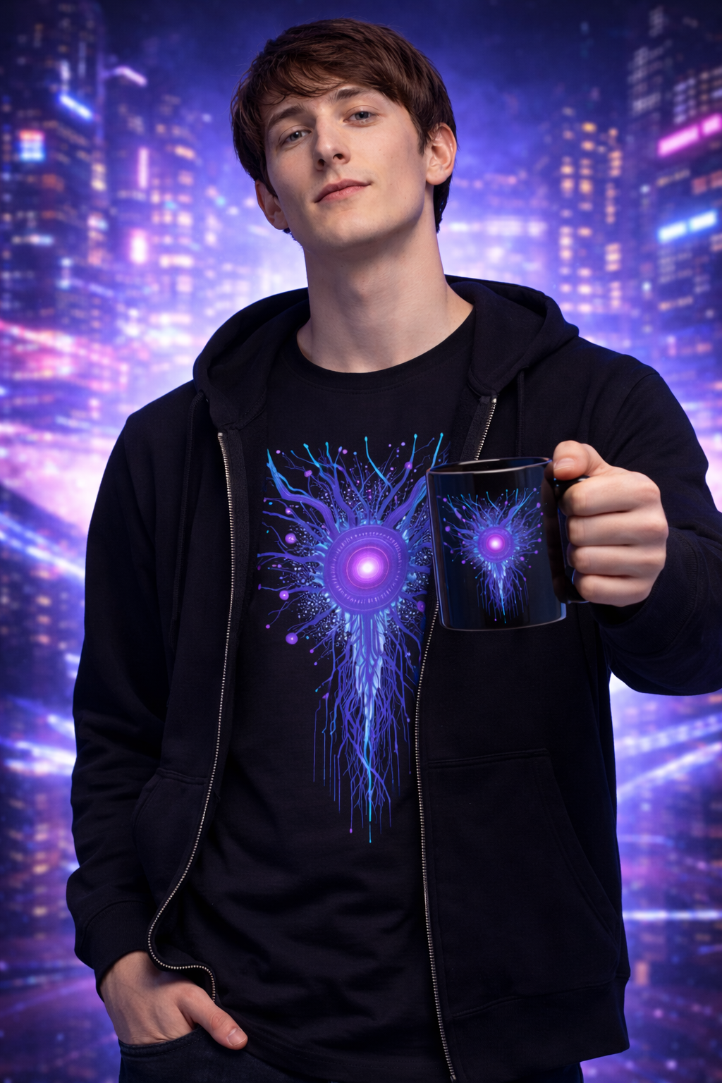 Future Mode Energy Core Mug – Futuristic AI Design