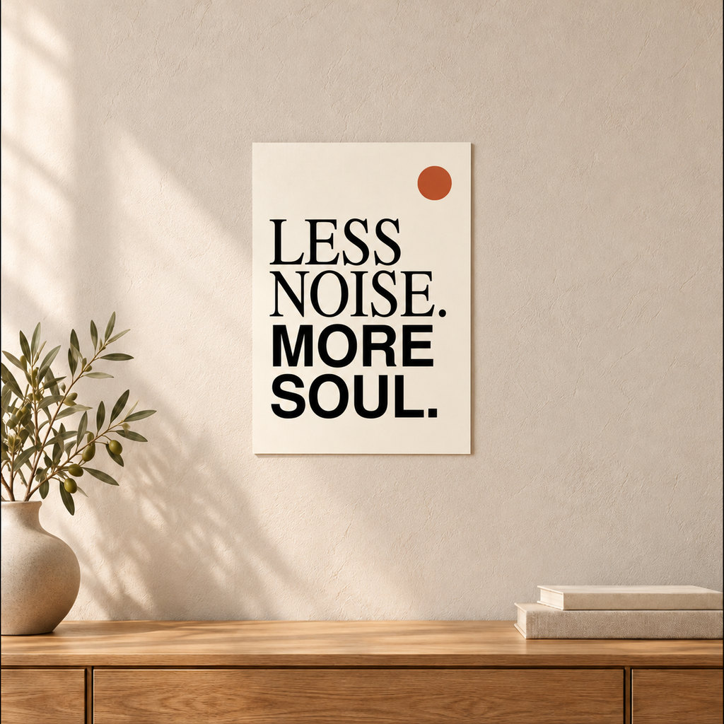 Less Noise, More Soul – Minimalist Typography Poster