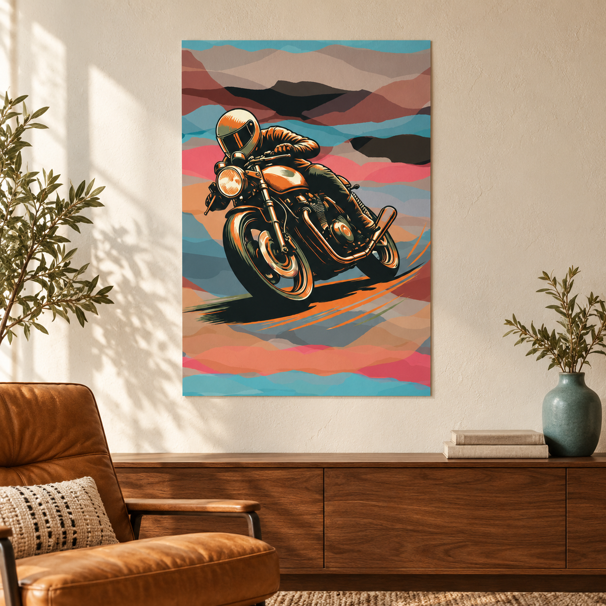 Midnight Rider – Retro Motorcycle Art Print