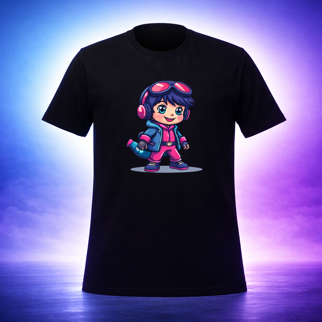 D029-Youth classic tee - Stylized kid cyber hero