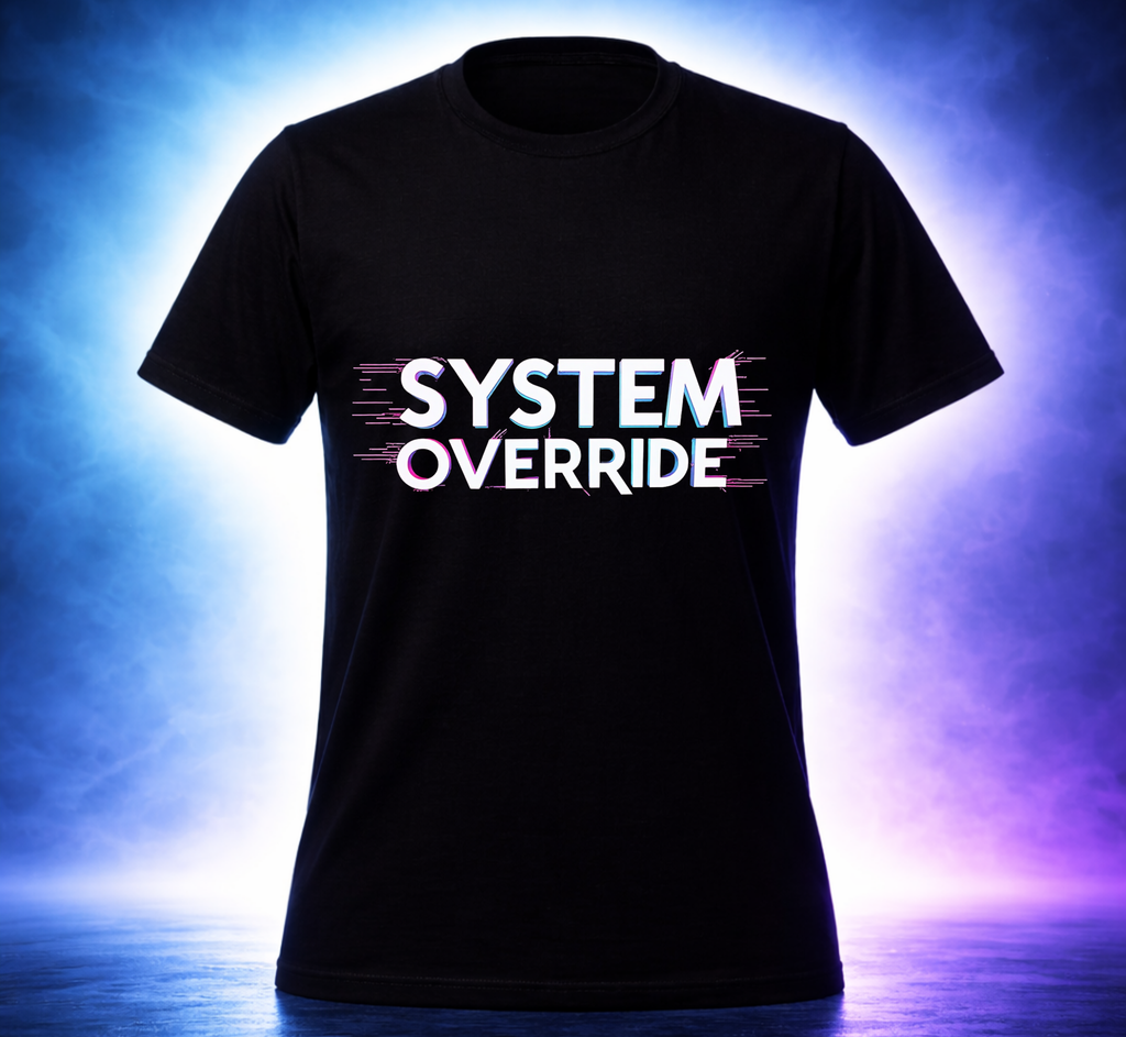 D223-Unisex T-Shirt – "SYSTEM OVERRIDE"  Design