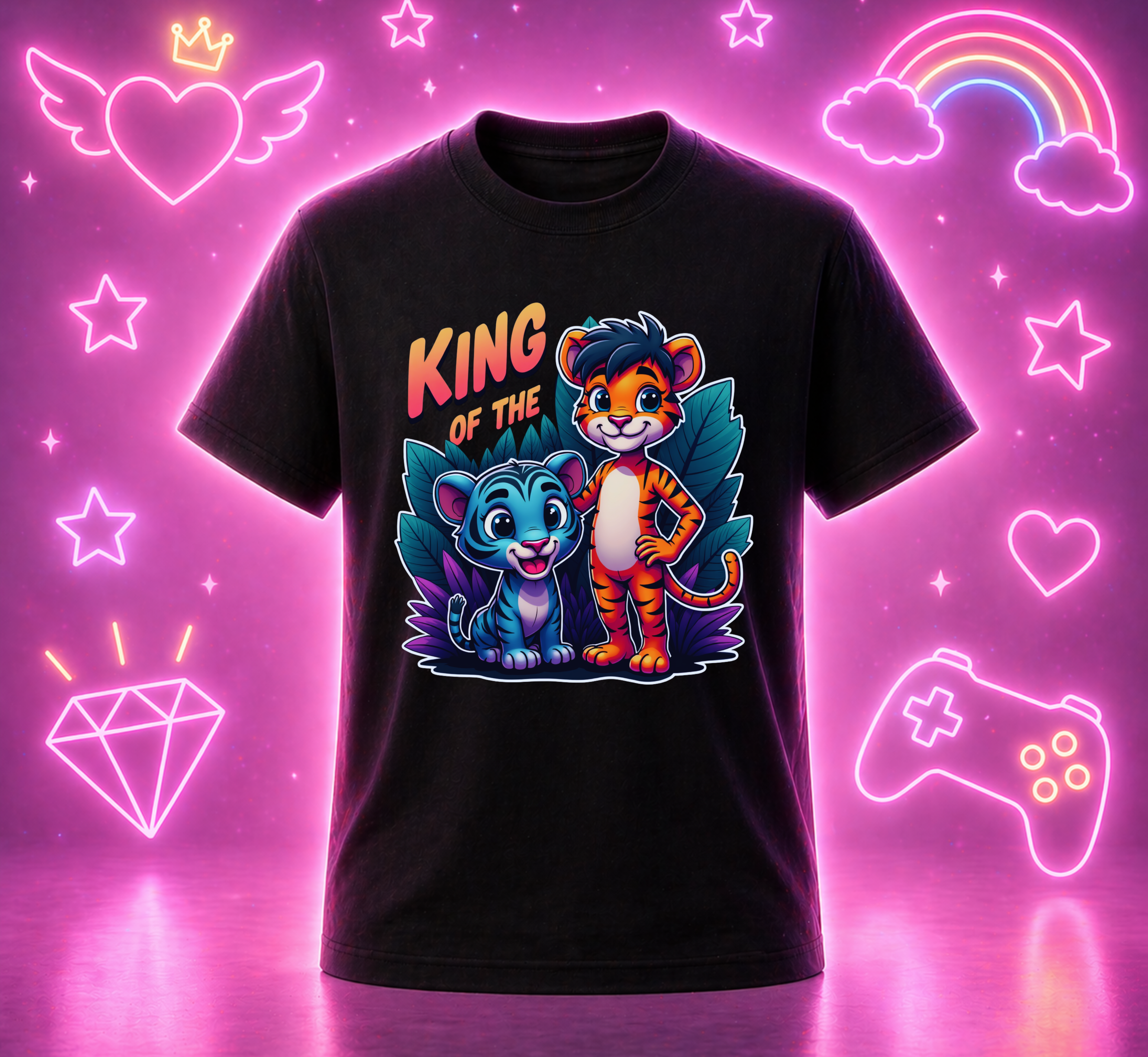 D273-Youth classic tee-cute jungle kid ""KING OF THE JUNGLE"