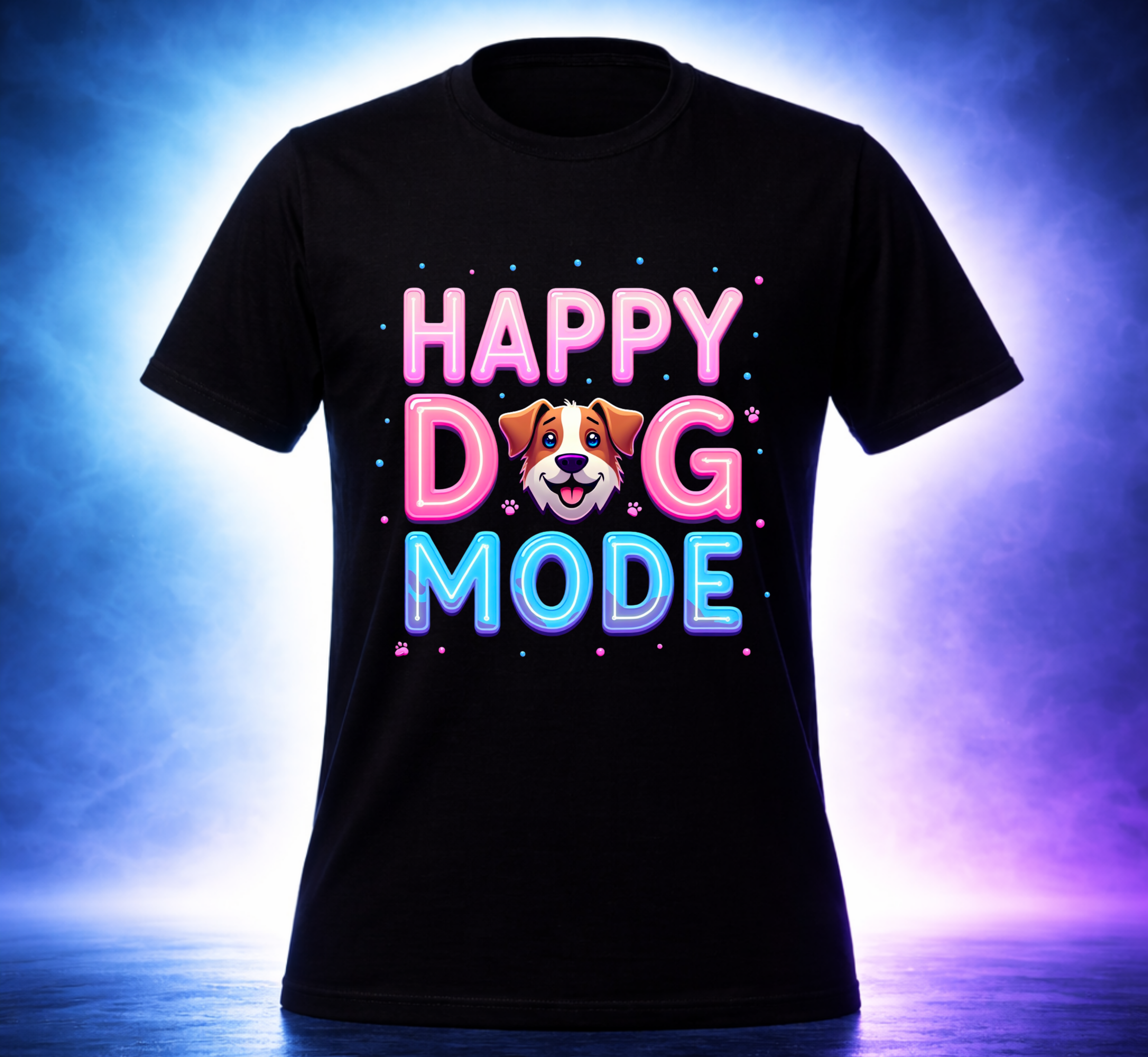 D208-Unisex t-shirt -"HAPPY DOG MODE" Design