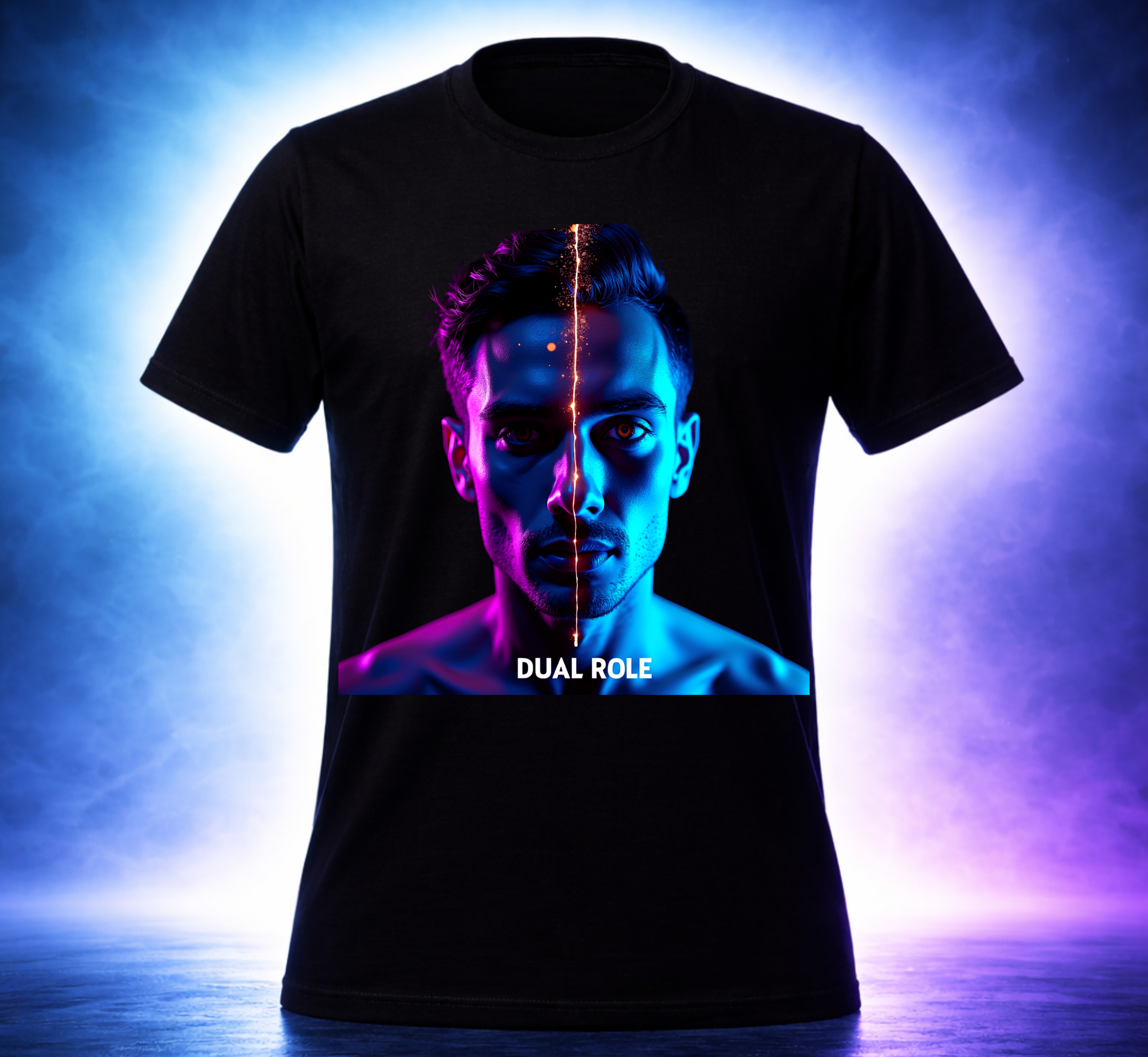 D127-Unisex T-Shirt - "SPLIT HUMAN FACE" Design
