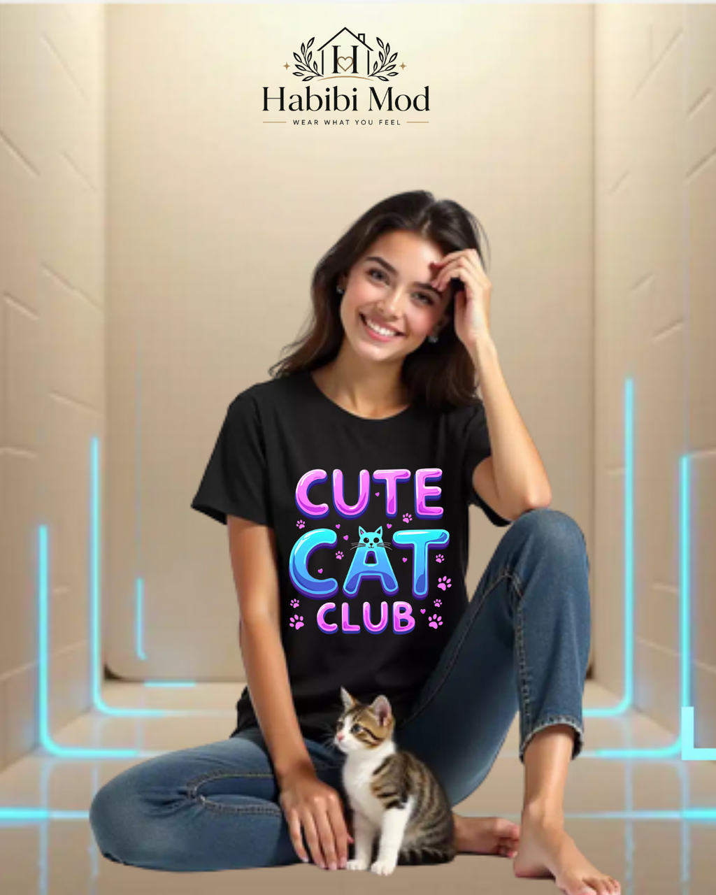Unisex -  CUTE CAT CLUB TEE