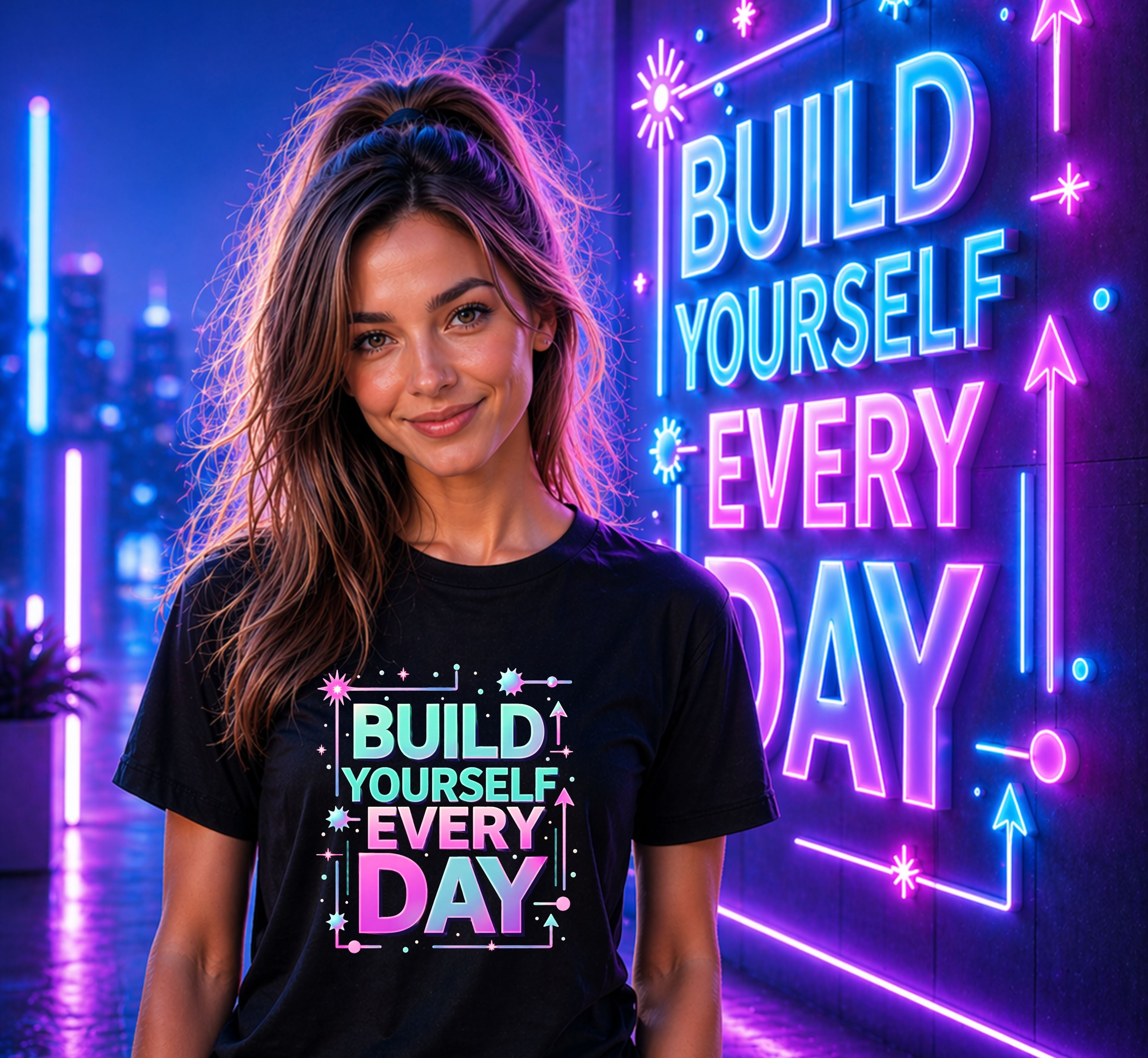 D287-Unisex T-Shirt –"BUILD YOURSELF EVERY DAY” Design