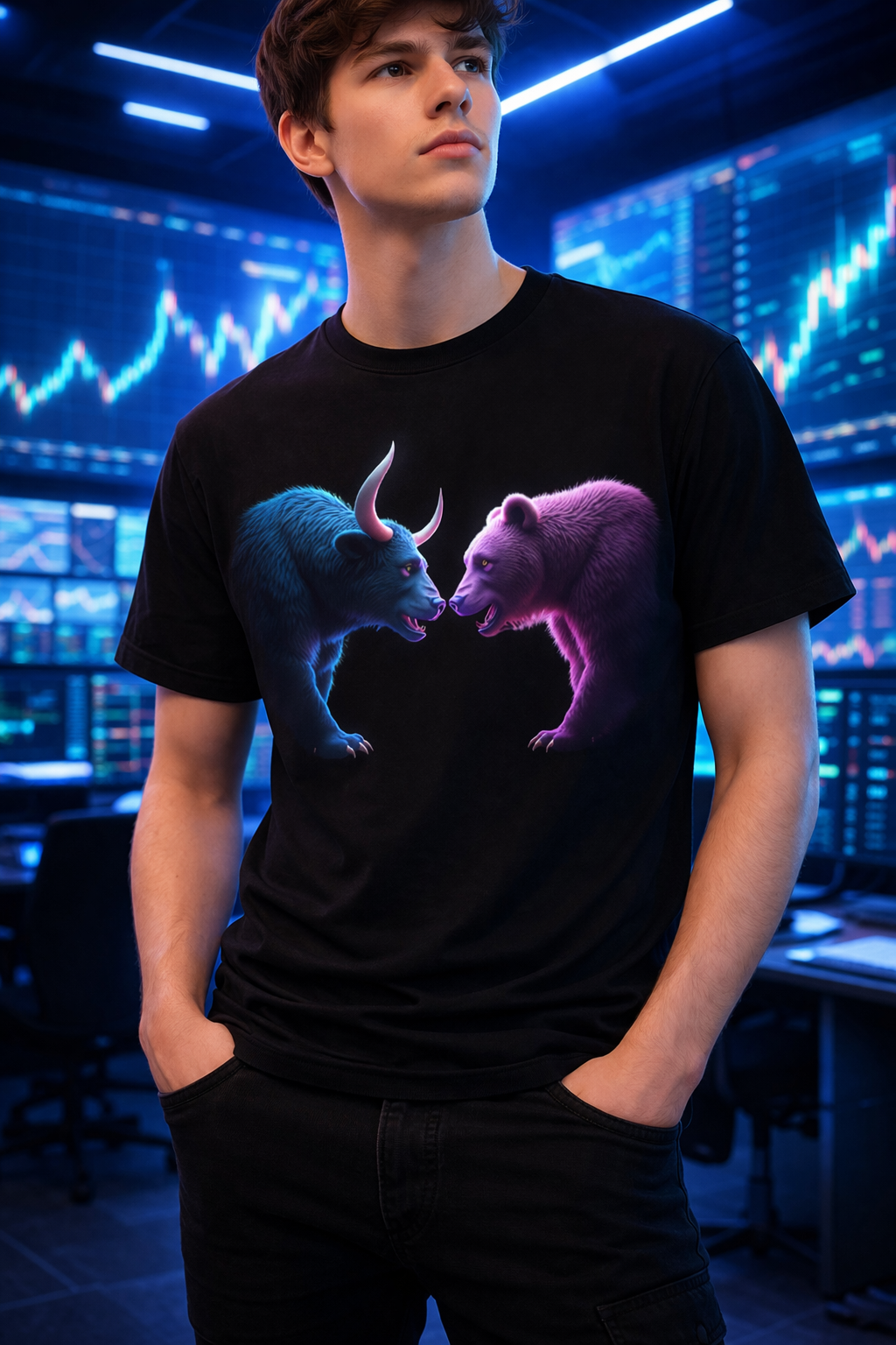 Future Mode Energy Core Unisex T-Shirt – aggressive bull head Design