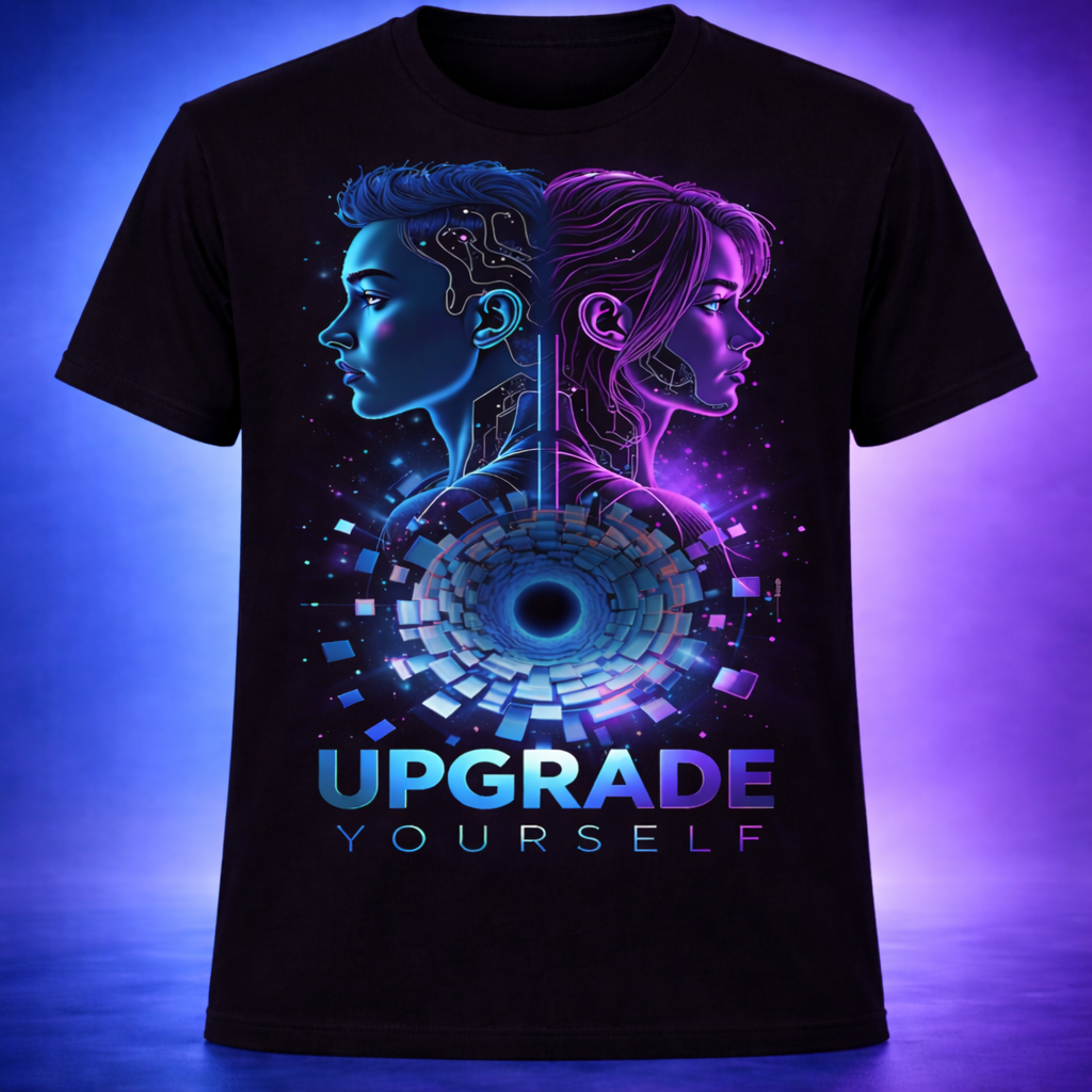 D101-Unisex t-shirt - Futuristic glow UPGRADE YOURSELF