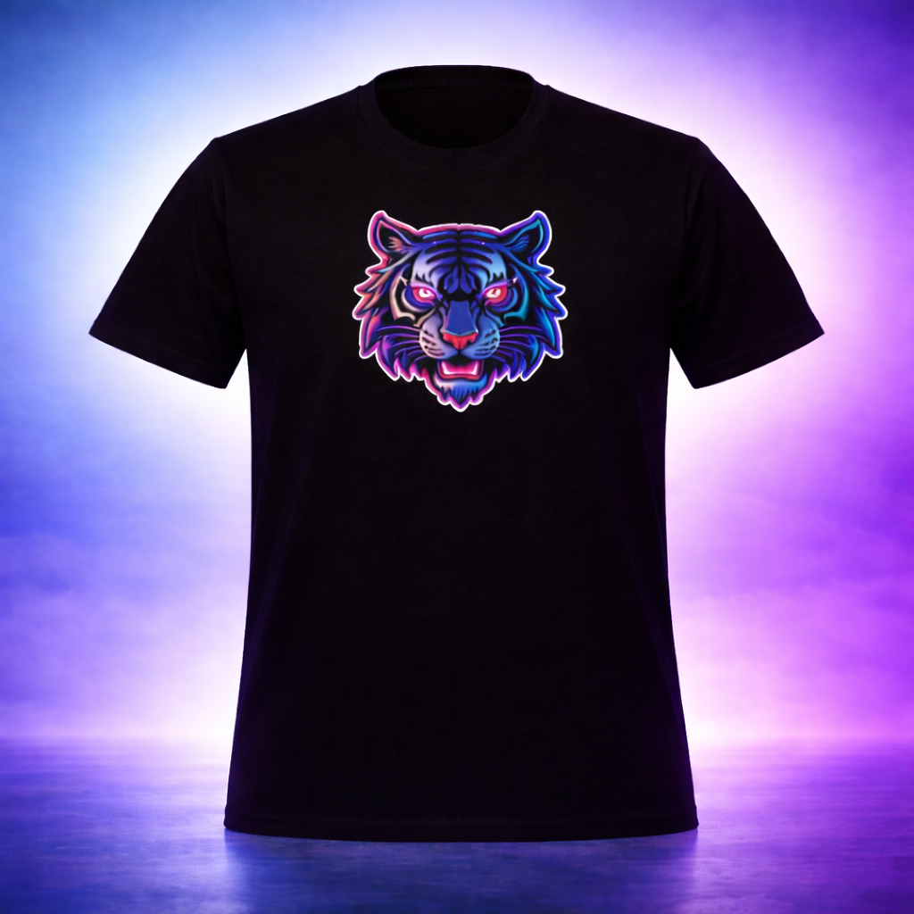 D116-Youth classic tee - Cyberpunk tiger face, gaming mascot style