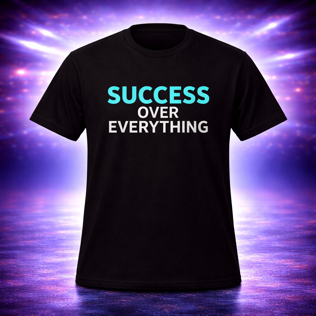 D123-Unisex t-shirt - Luxury neon design, bold large text "SUCCESS OVER EVERYTHING"