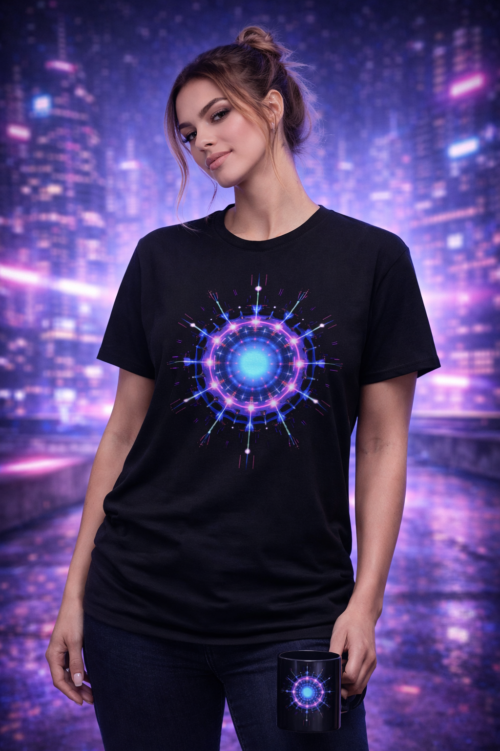 Quantum Core– Future Mode Streetwear Unisex T-Shirt – Futuristic AI Design