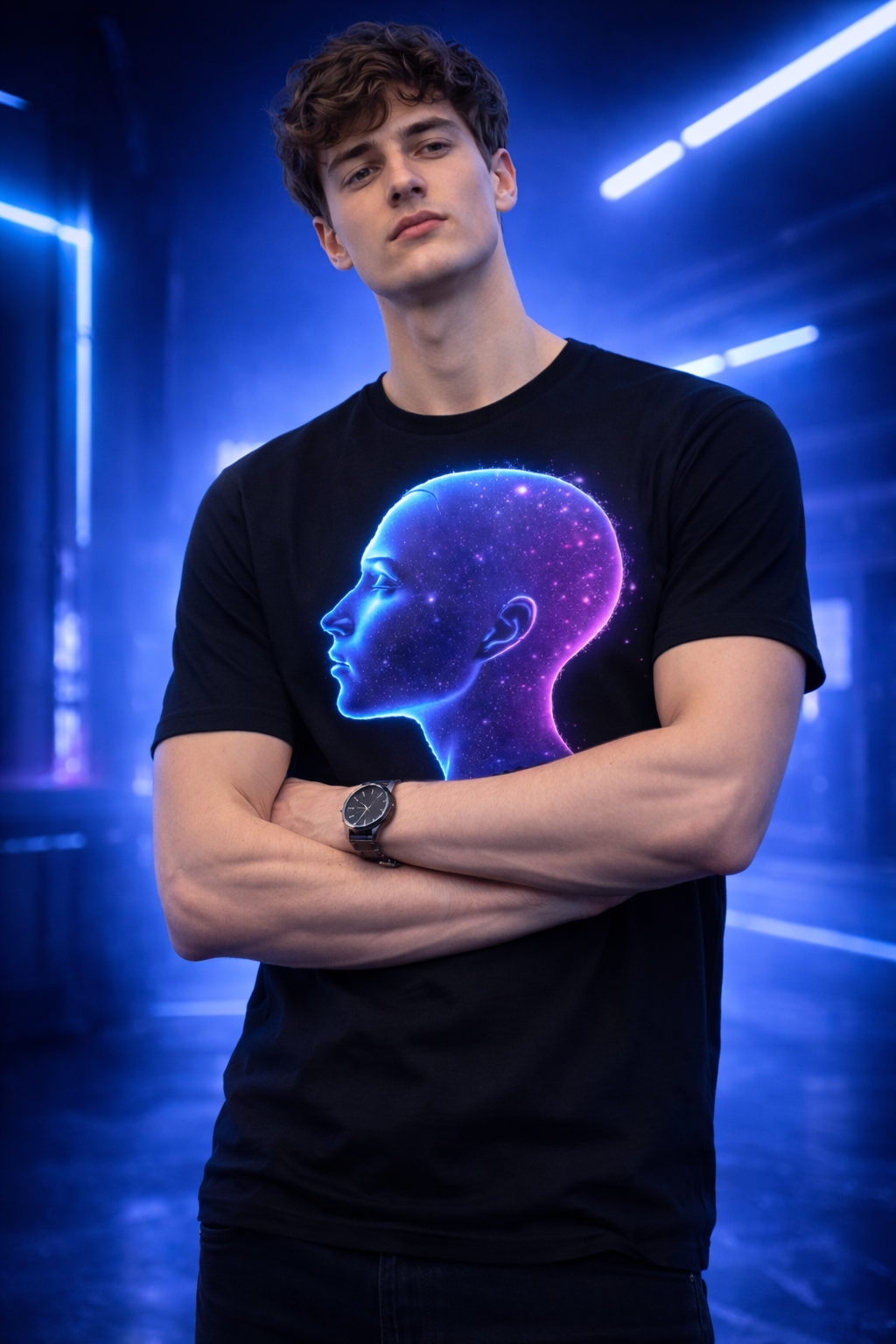 D121-Future Mode Unisex T-Shirt – stylized human head Design
