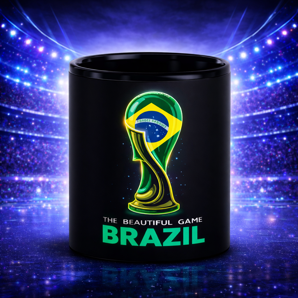 D257-Black Glossy Mug-world cup trophy wrapped with Brazil flag