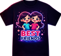 D275-Youth classic tee-two cute girls cartoon style-"BEST FRIENDS"