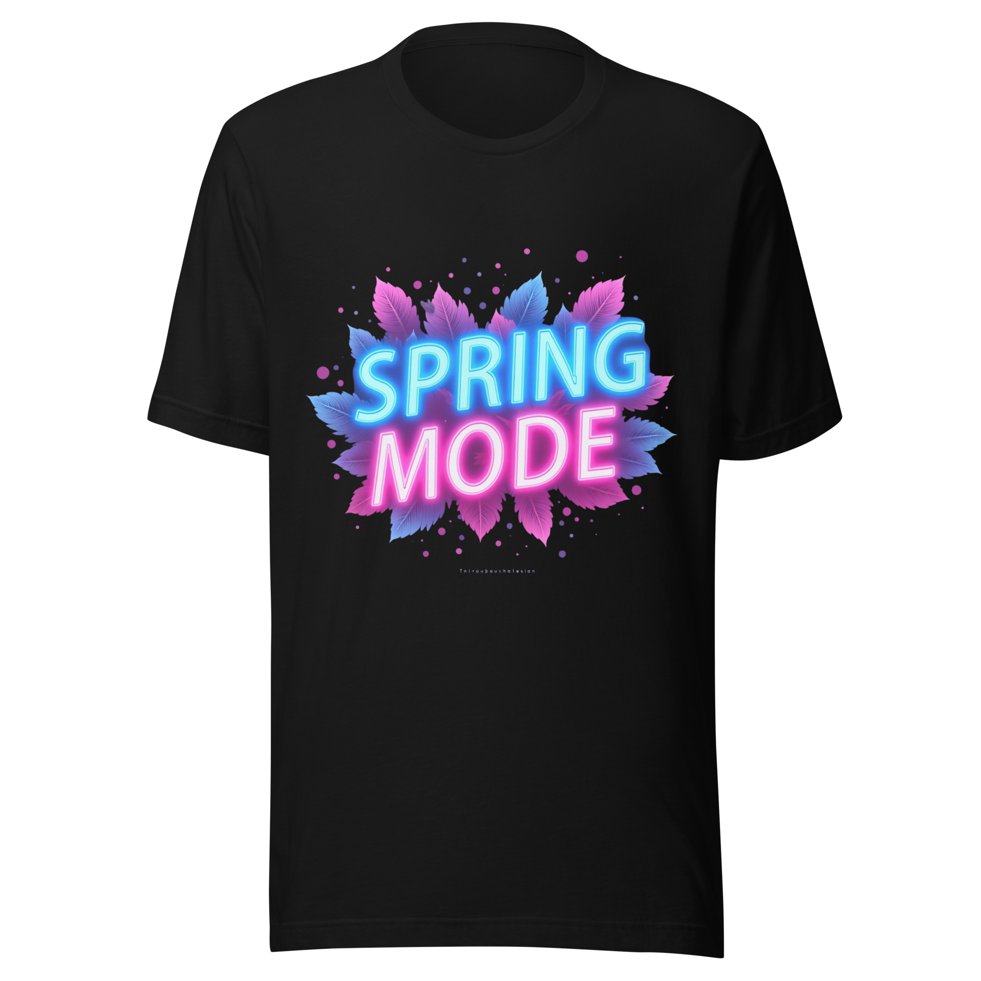 D063-Unisex t-shirt - Futuristic neon design, bold large text "SPRING MODE"