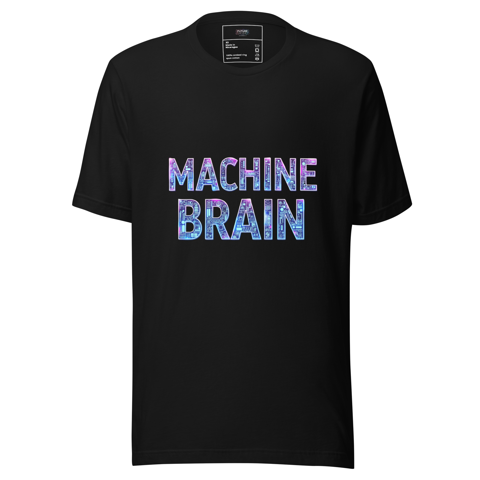 D012-Unisex t-shirt - big bold typography "MACHINE BRAIN",